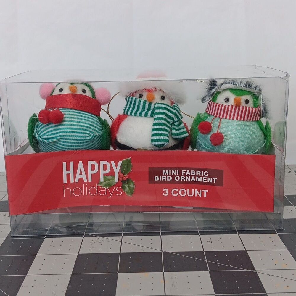 Mini Fabric Bird Ornament Set Walgreens Exclusive Green And Red Festive Holiday